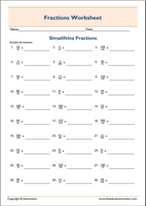 Free Math Worksheets Simplify The Fractions 5th Grade EduMonitor