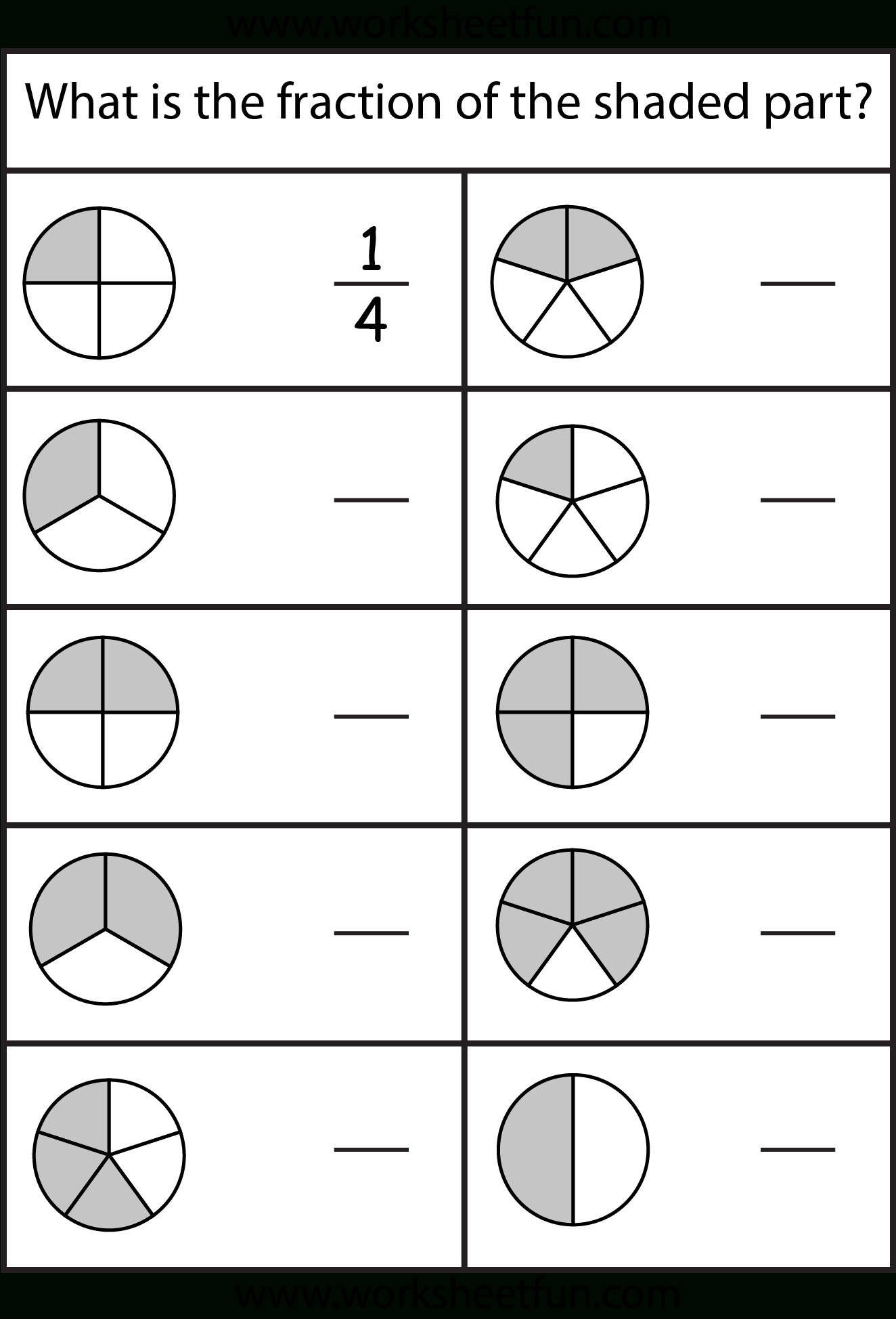 First Grade Fraction Worksheets