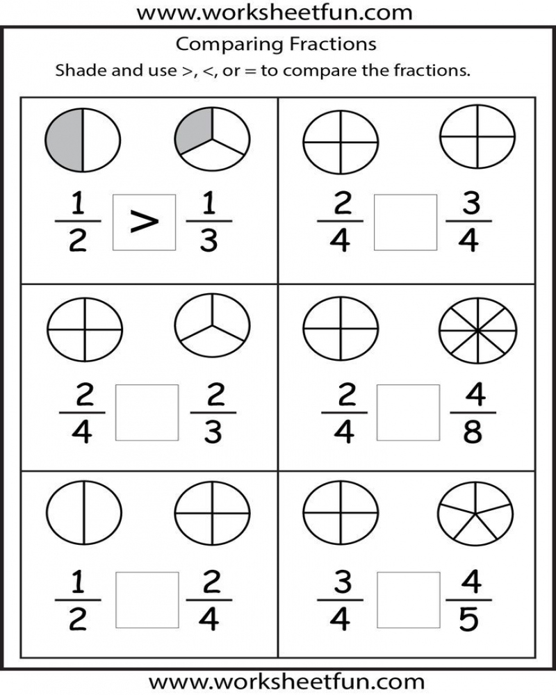 Comparing Fractions 2nd Grade Worksheet