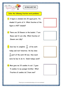 Grade 3 Maths Worksheets 7 9 Fraction Word Problems Lets Share