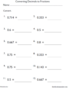 Grade 5 Converting Decimals To Fractions Math Worksheet EduMonitor