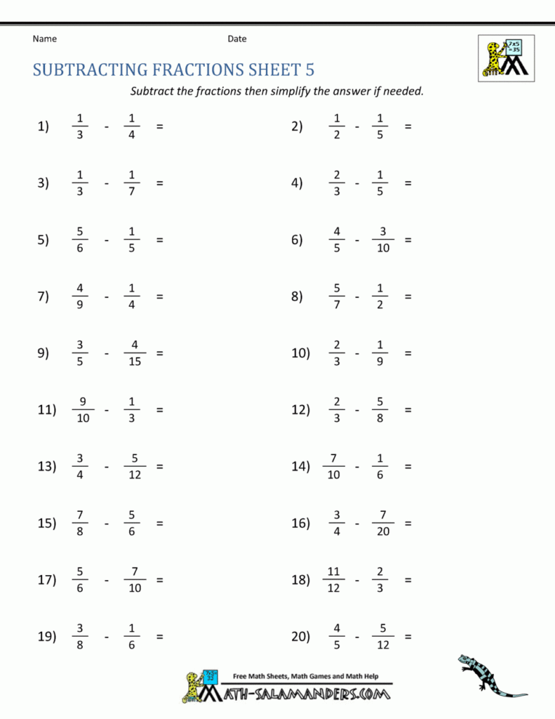 Grade 5 Fraction Worksheets Finest Worksheet