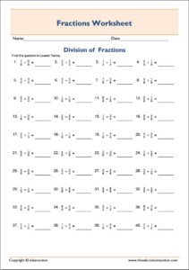 Grade 5 Fractions Printable Worksheet Grade 5 Fractions Printable