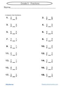 Grade 5 Fractions Worksheets With Answer Key EduMonitor