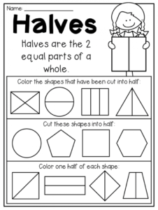 Identifying Halves Thirds And Fourths Worksheets 99Worksheets