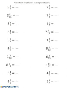 Improper Fraction To Mixed Fraction Worksheet Worksheets Free Download