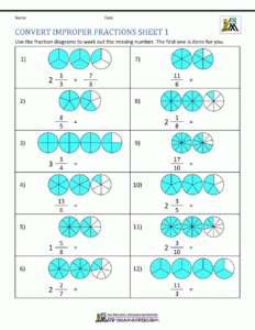 Improper Fraction Worksheets