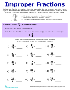 Improper fractions