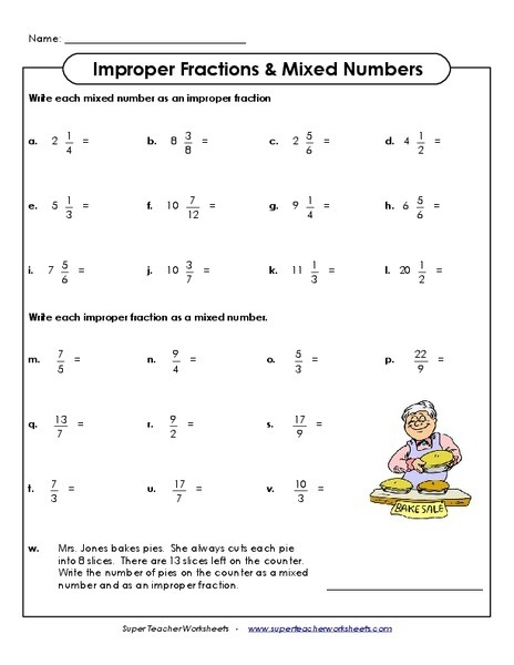 4th Grade Worksheet Changing Fractions To Mixed Numbers