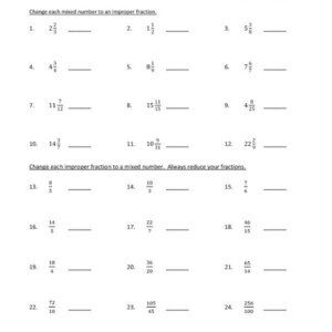 Improper Fractions To Mixed Numbers Worksheets 5th Grade