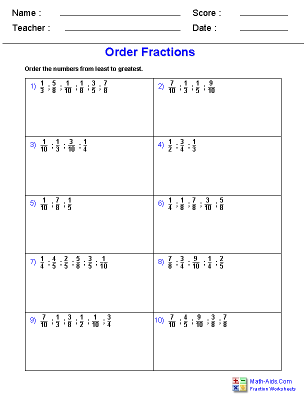 Like And Unlike Fractions Worksheets Grade 4 Download Worksheet