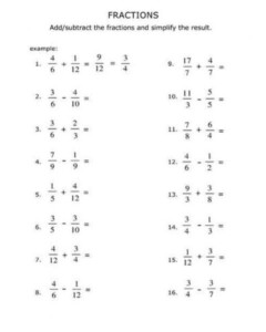 Mixed Addition And Subtraction Using Fraction Worksheet School