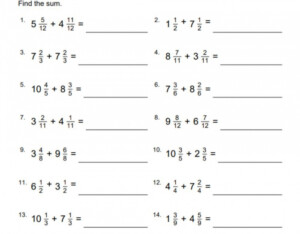 Mixed Fraction Addition With Like Denominators 4 Worksheets 99Worksheets