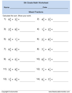 Mixed Fractions Math Worksheet Archives EduMonitor