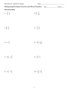 Multiplying Dividing Fractions And Mixed Numbers Kuta Software