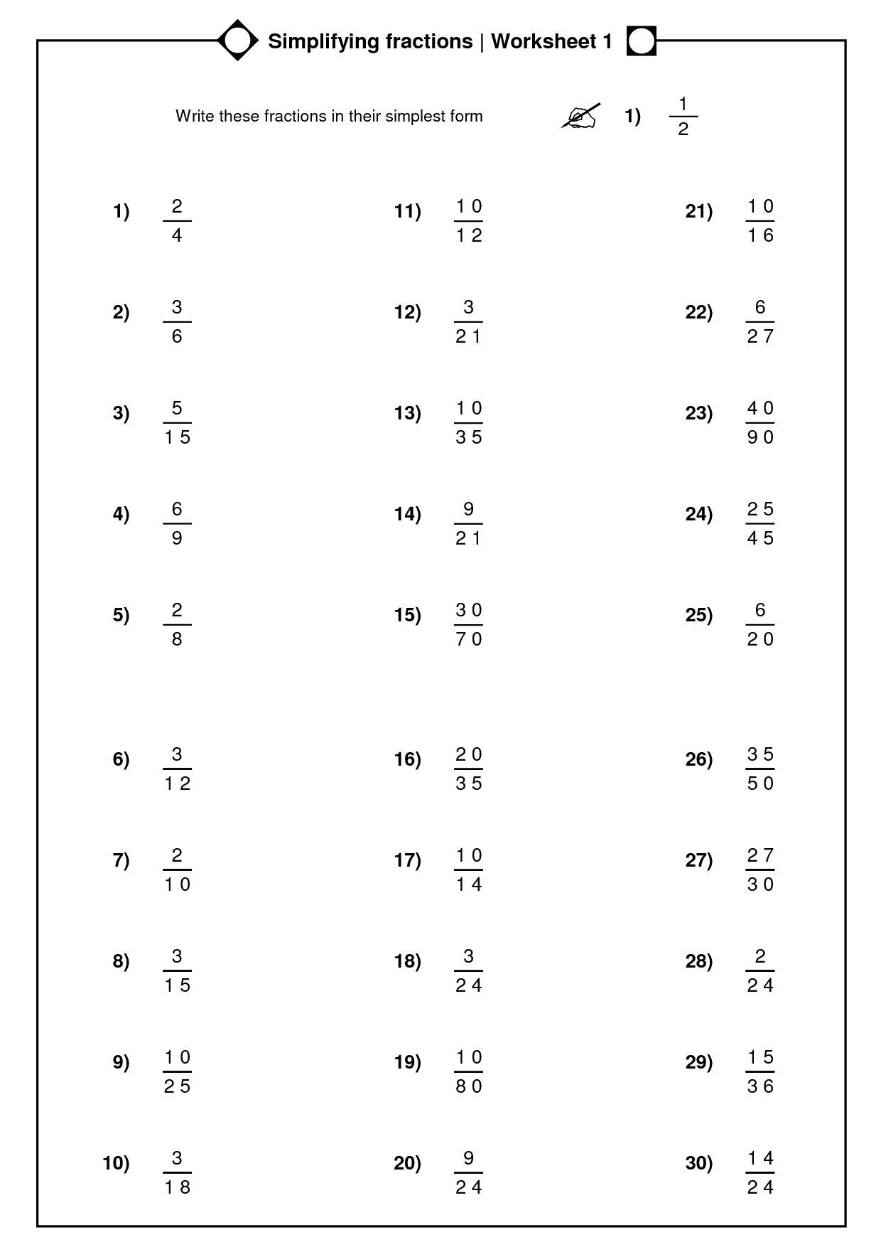 Multiplying Fraction 5th Grade Printable Worksheet Printable