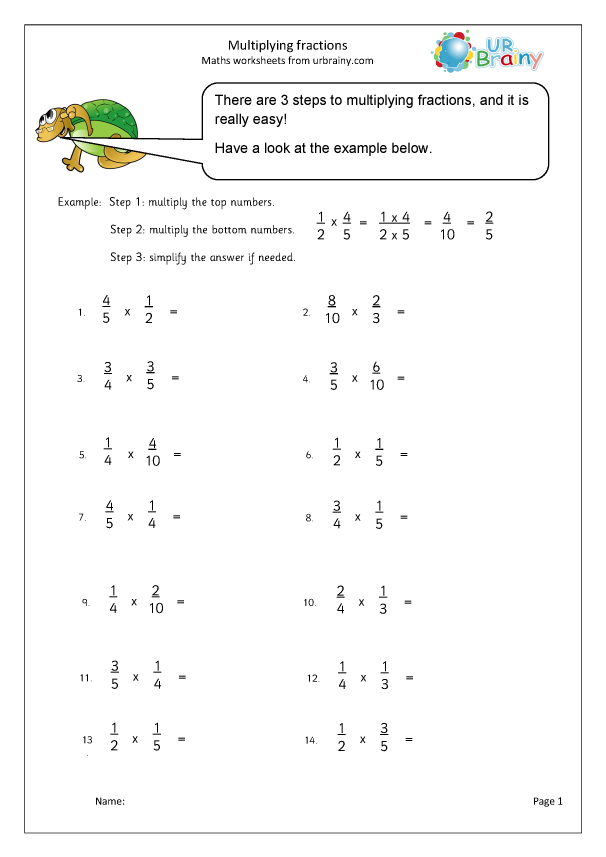 Multiplying Fractions Fraction And Decimal Worksheets For Year 6 age 