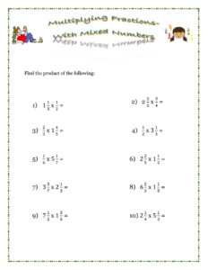 Multiplying Fractions With Mixed Numbers Worksheet