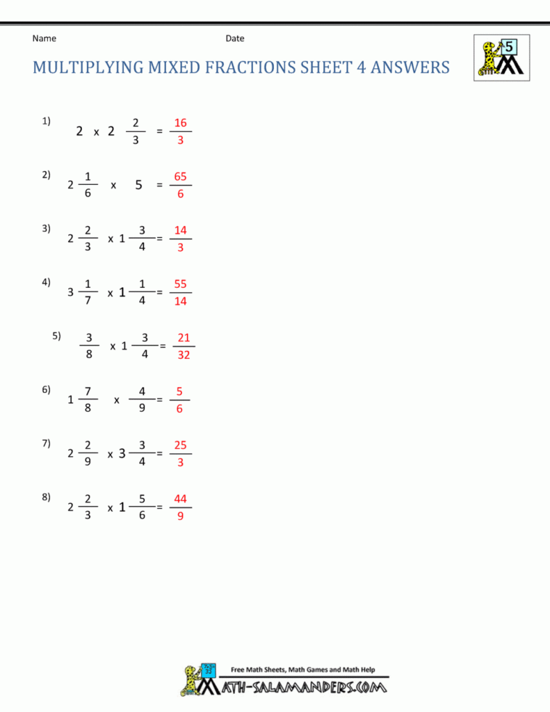 Multiplying Mixed Fractions