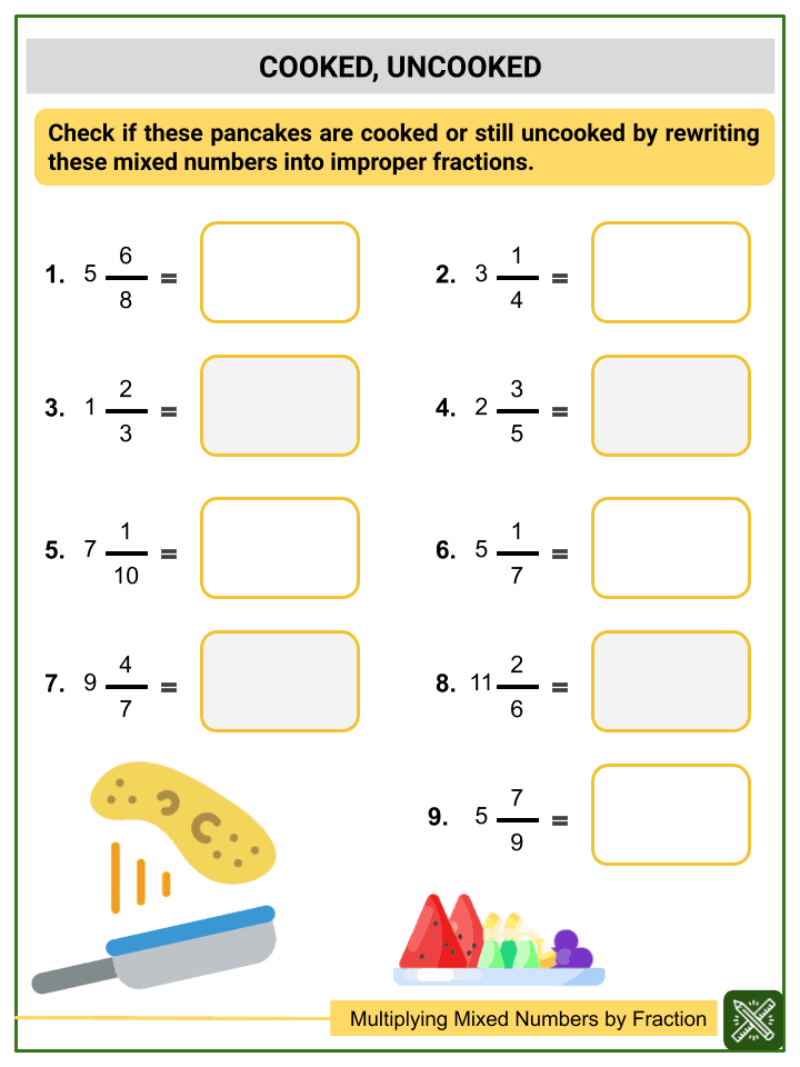 5th Grade 3 Mixed Fractions Worksheets