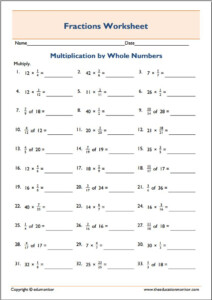 Multiplying Whole Number With Fractions Worksheets EduMonitor