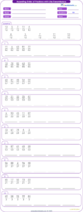 Ordering Fractions And Decimals From Least To Greatest Worksheet