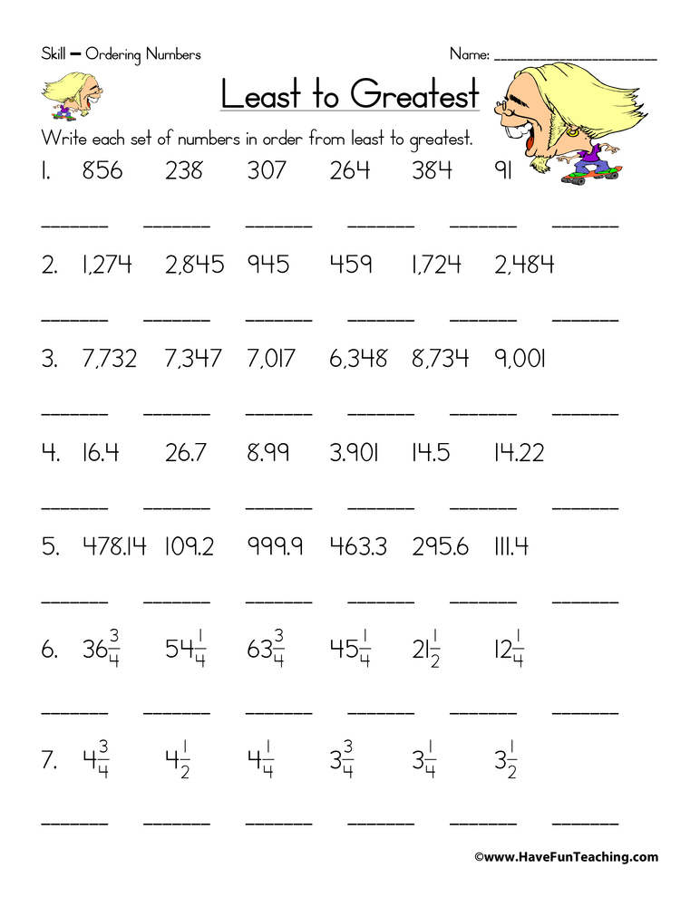 Whole Numbers Fractions And Decimals Worksheets