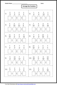 Ordering Fractions Worksheet Grade 4 Fraction Worksheets Free Download