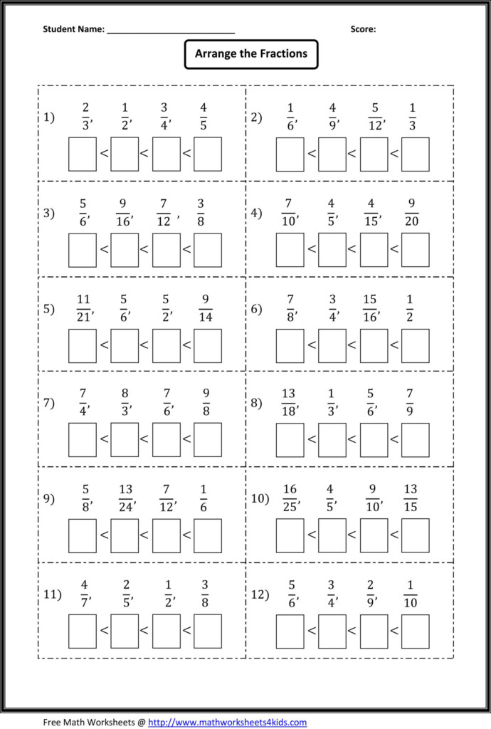 Ordering Fractions Worksheet Grade 4 Fraction Worksheets Free Download