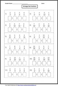 Ordering Fractions Worksheets 4th Grade Wiildcreative Fractions