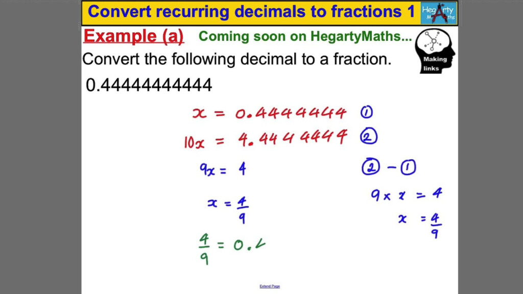 Recurring Decimals Into Fractions Worksheet With Answers Worksheets 