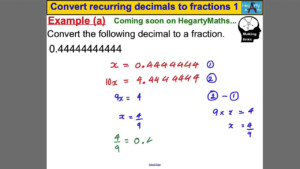 Recurring Decimals Into Fractions Worksheet With Answers Worksheets