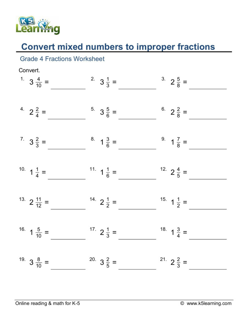 Renaming Mixed Numbers Worksheet Worksheet For Kindergarten