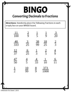 Repeating Decimal To Fraction Practice Worksheet Fraction Worksheets