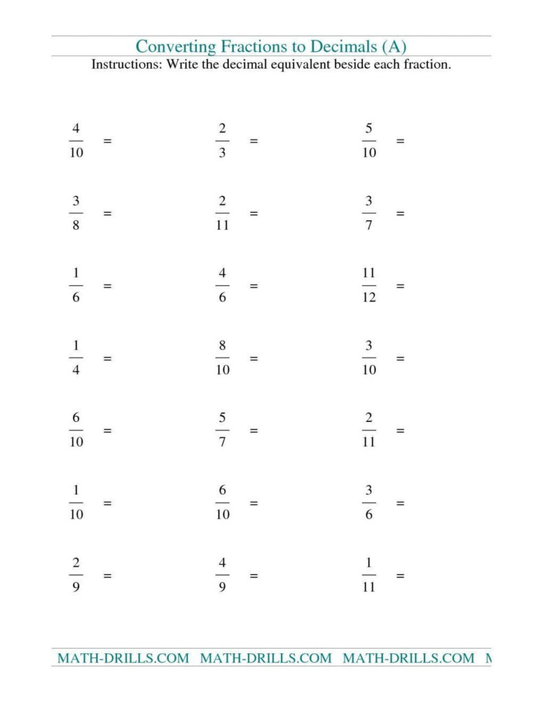 Repeating Decimals As Fractions Worksheet Fraction Worksheets Free 