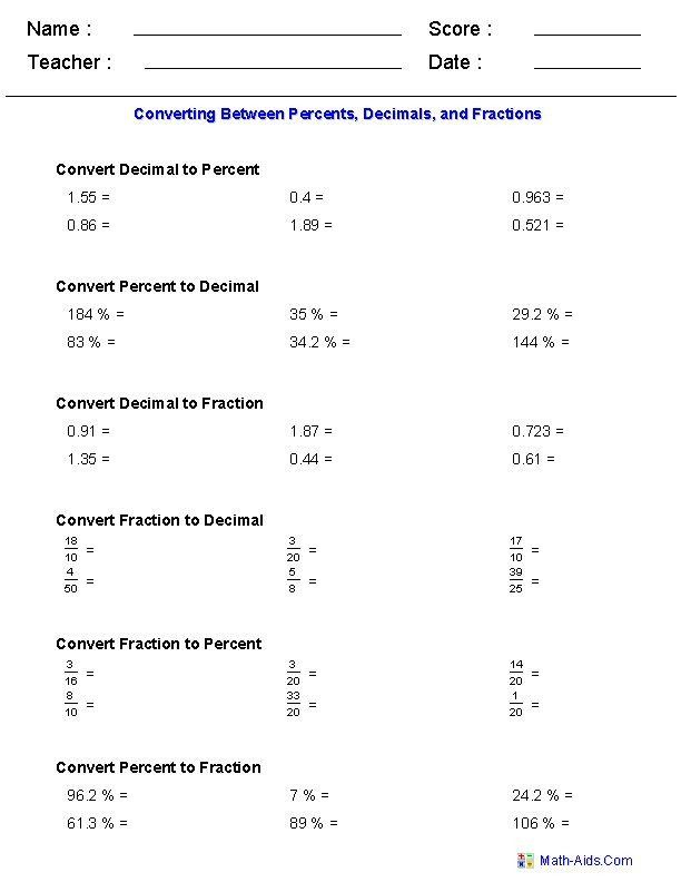 Repeating Decimals As Fractions Worksheet