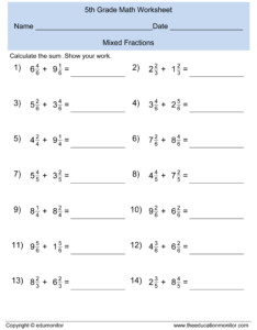 Search Results For Mixed Fractions Worksheets 5th Grade Calendar 2015