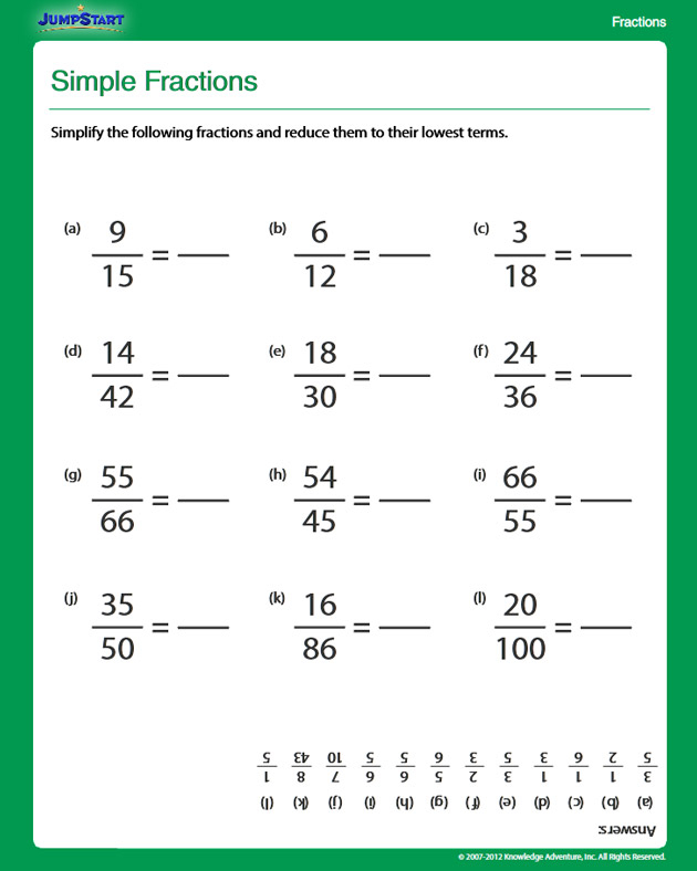 Fractions For 4th Grade Worksheets