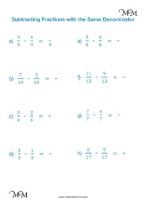 Subtracting Fractions With The Same Denominator Maths With Mum