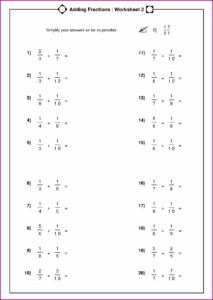 Subtracting Fractions With Unlike Denominators Regrouping Worksheet