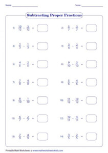 Subtracting Fractions Worksheets 6th Grade Adding Fractions Adding