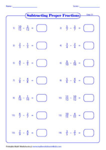 Subtracting Proper Fractions Hoeden At Home