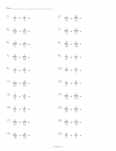 Subtracting Similar Fractions Worksheet STEM Sheets