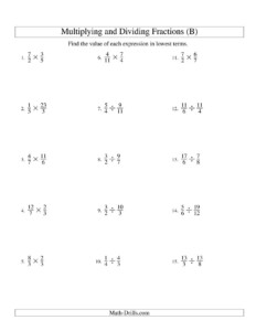 The Multiplying And Dividing Fractions B Math Worksheet From The