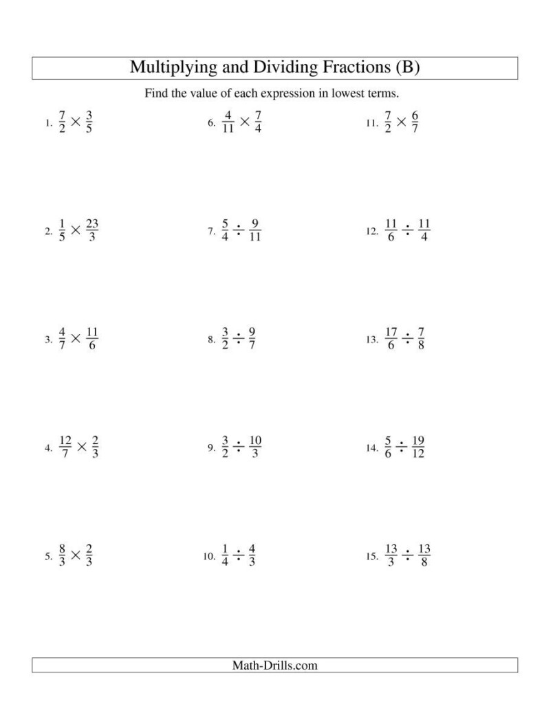 The Multiplying And Dividing Fractions B Math Worksheet From The 