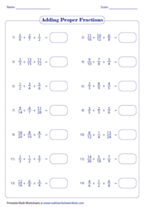 Three Fractions Unlike Denominators Fractions Worksheets Addition