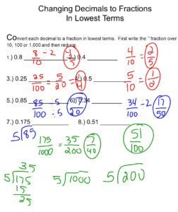 Write Each Fraction Or Mixed Number As A Decimal Worksheet Fraction