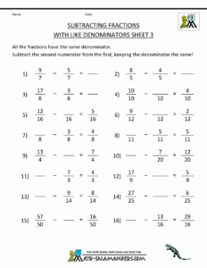 Year 7 Fractions Worksheet Worksheets Free Download