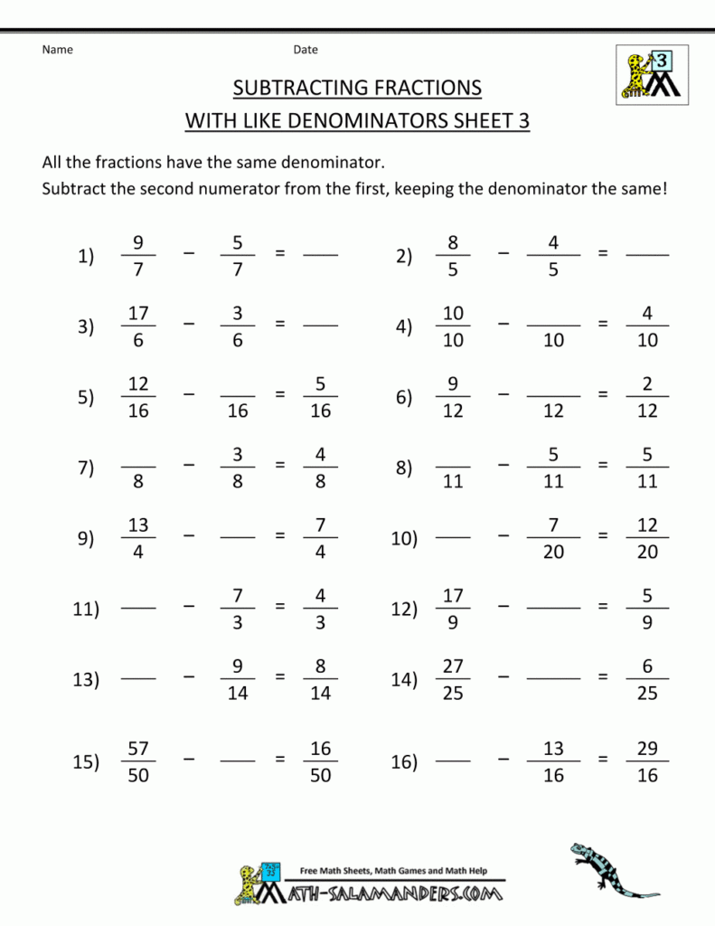 Year 7 Fractions Worksheet Worksheets Free Download