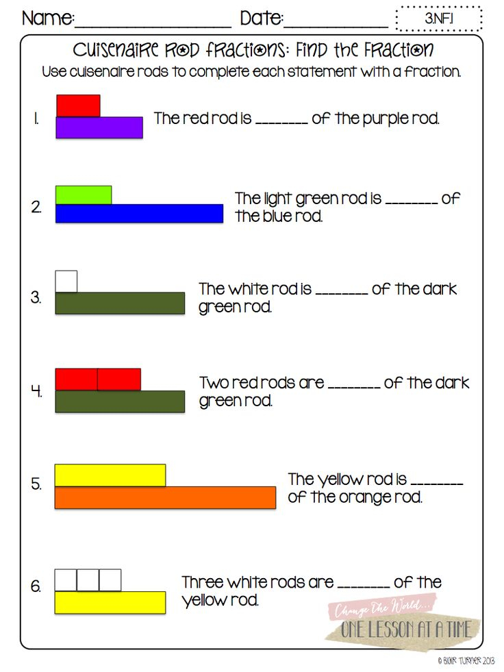 Adding Fractions With Cuisenaire Rods Worksheets